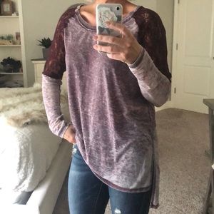 Plum top with lace detail